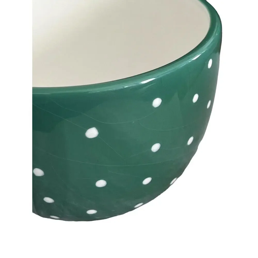 Boston Warehouse Trading Corp. Green with White Polka Dots Bowl 2006 Cute